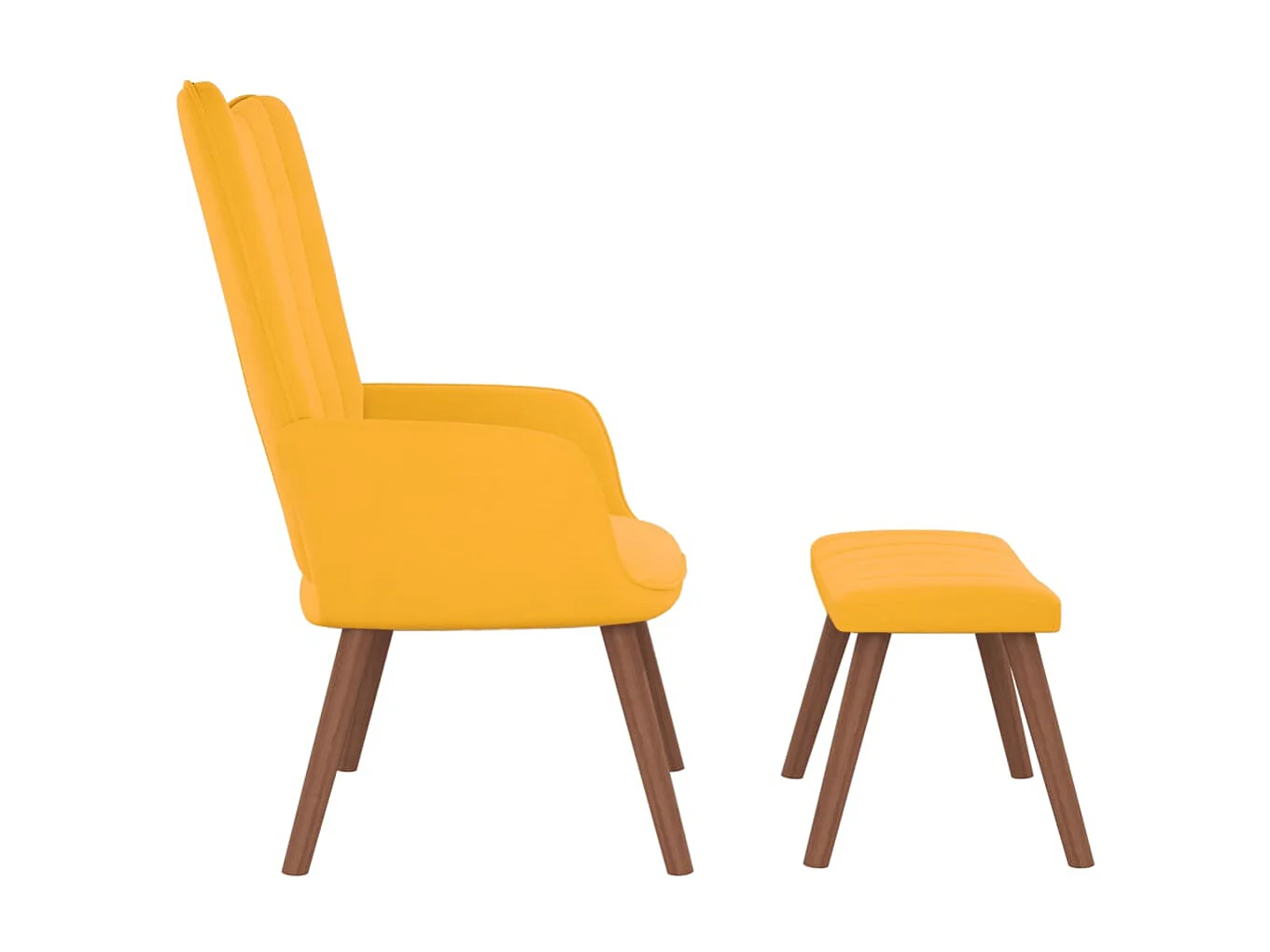 Fauteuil droit avec repose-pied Jaune moutarde Velours LSJ3904