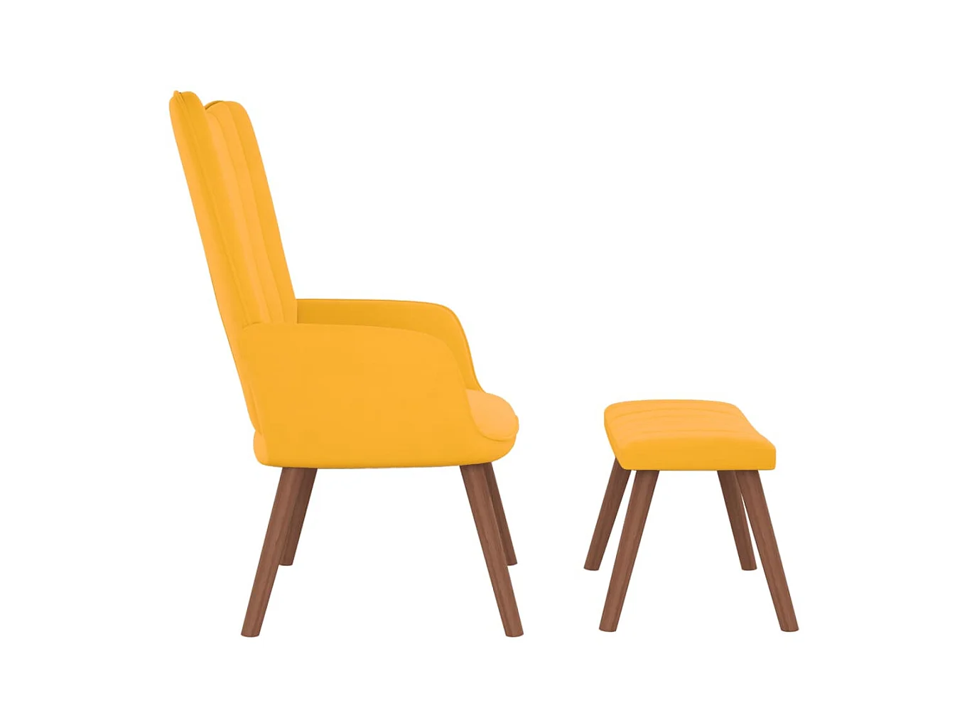 Cadeira de descanso com banco veludo amarelo mostarda PT420217