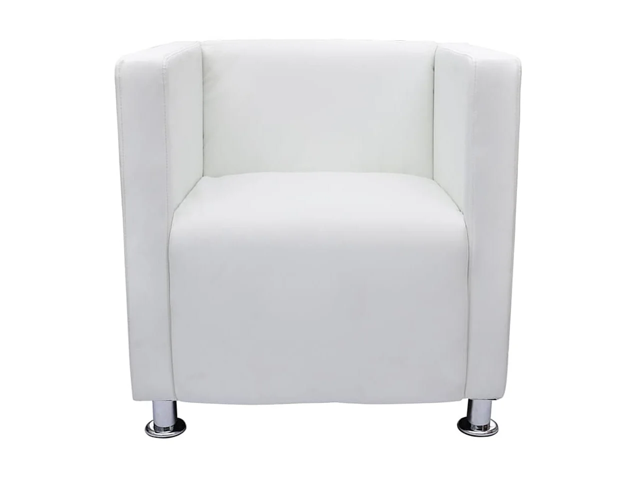 Fauteuil droit cube Blanc Similicuir SEF12629