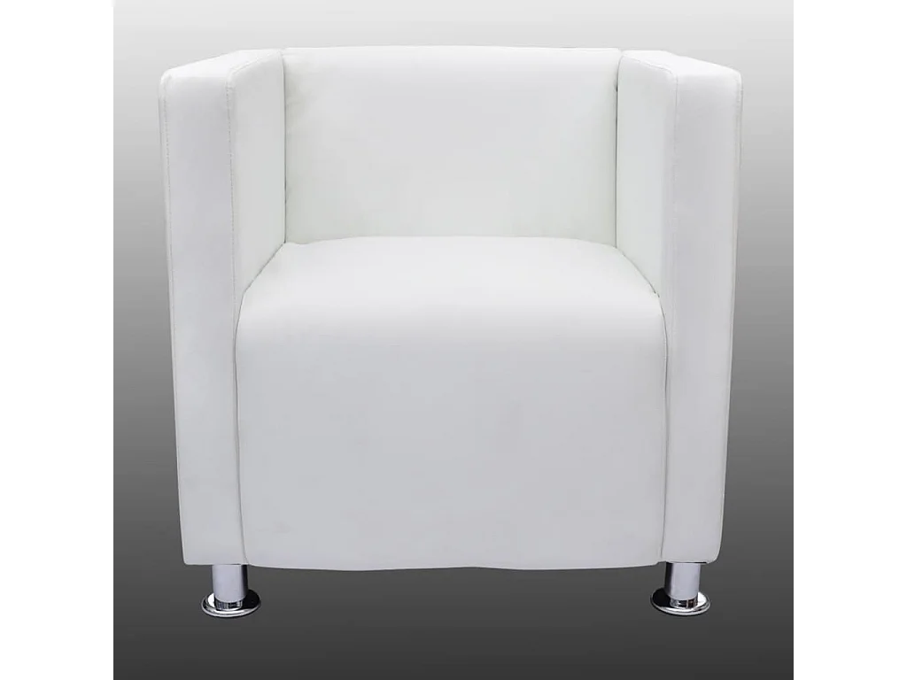 Fauteuil droit cube Blanc Similicuir SEF12629