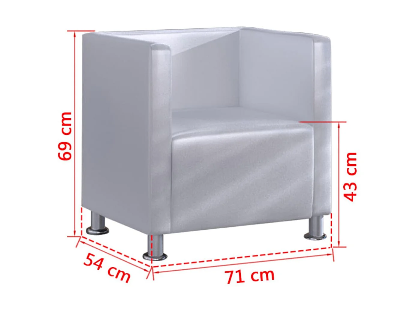 Fauteuil droit cube Blanc Similicuir SEF12629