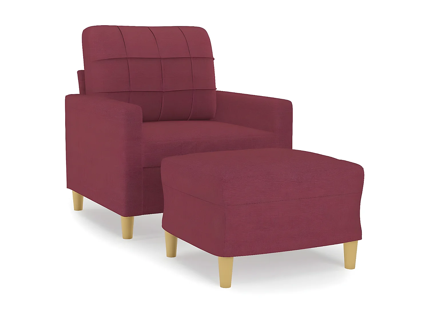 Sillón con taburete tela rojo tinto 60 cm ES706345