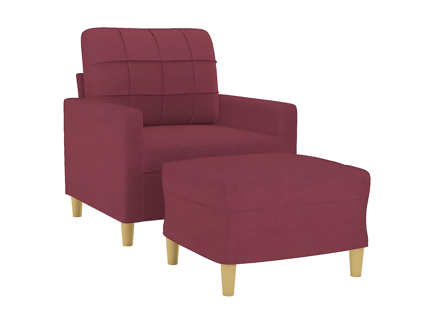 Sillón con taburete tela rojo tinto 60 cm ES706345