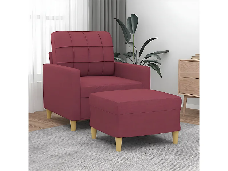 Fauteuil avec repose-pied Confortable Rouge bordeaux 60 cm Tissu LQD2577