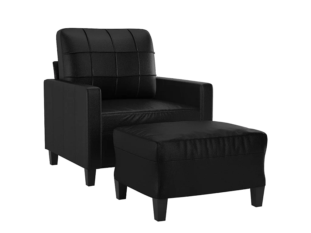 Poltrona com apoio de pés couro artificial 60 cm preto PT901353