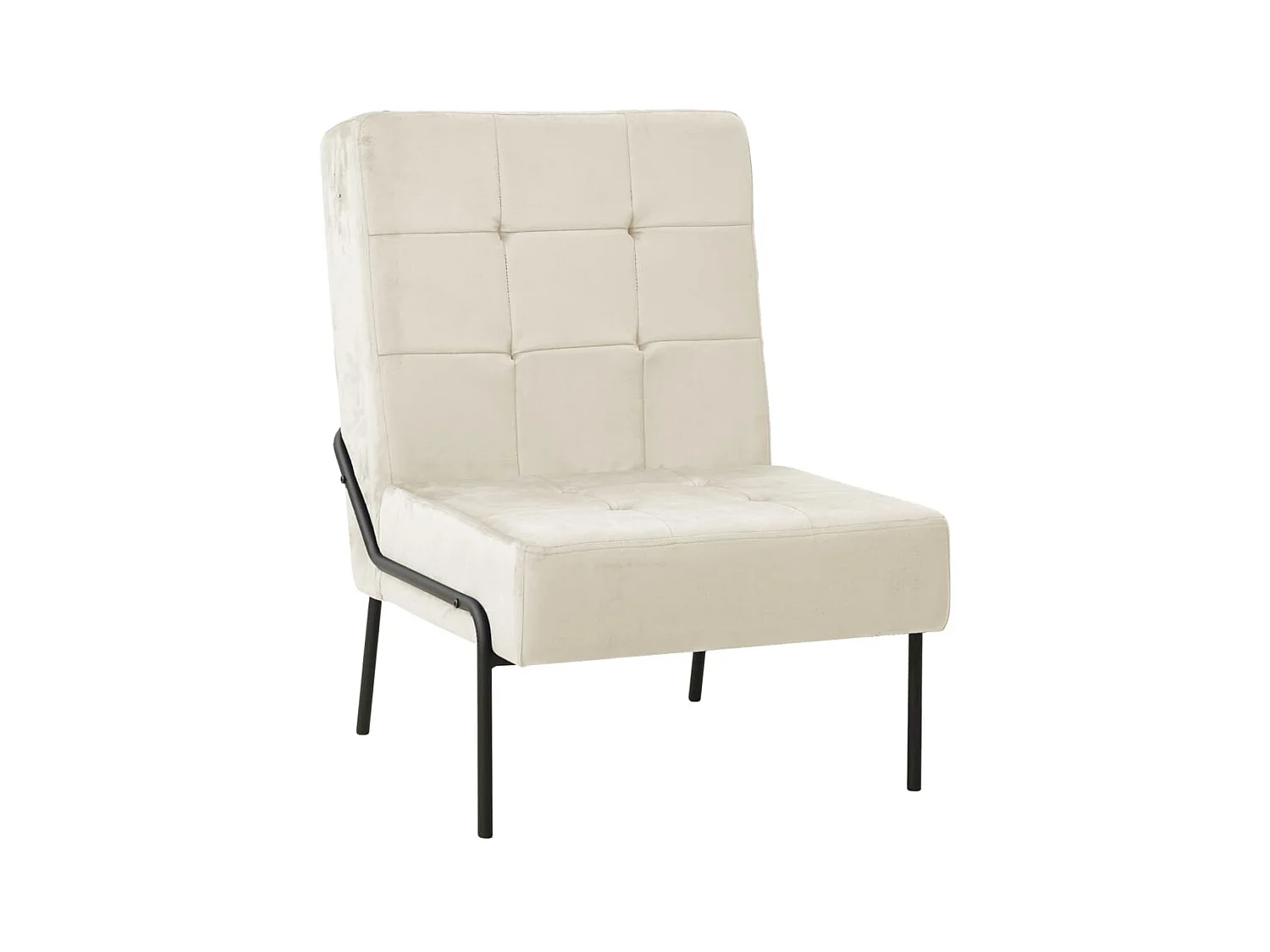 Fauteuil droit 65x79x87 cm Blanc crème Velours SEF40757