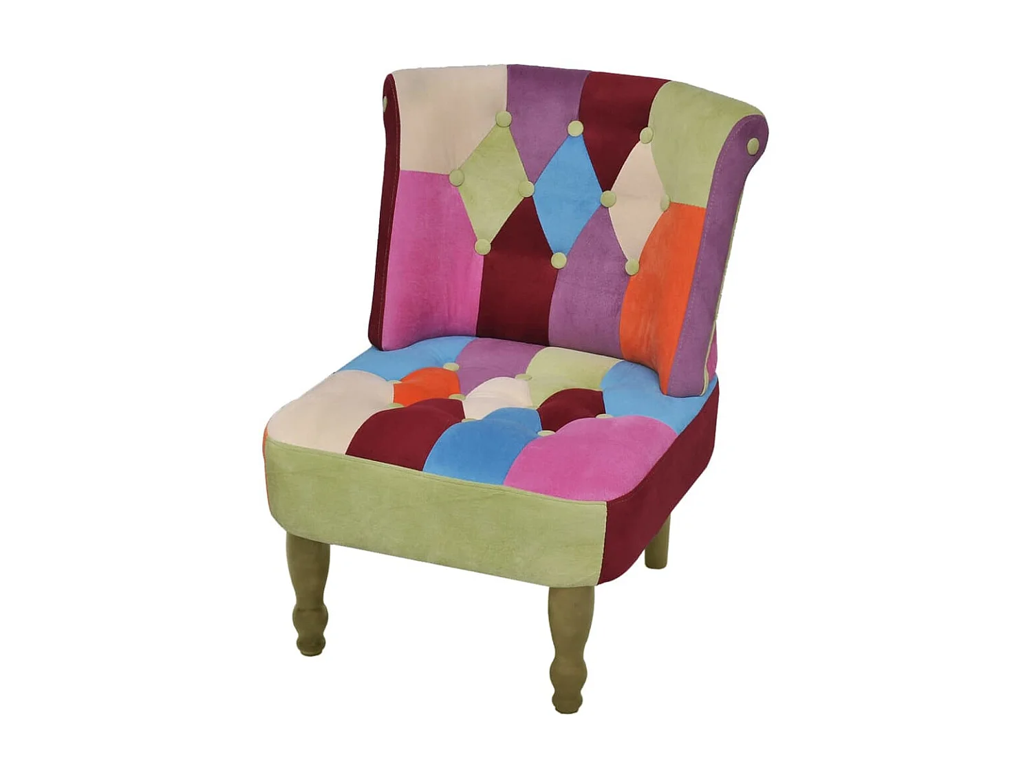 Lot de 2 Fauteuils en style français avec design patchwork tissu OIU8623