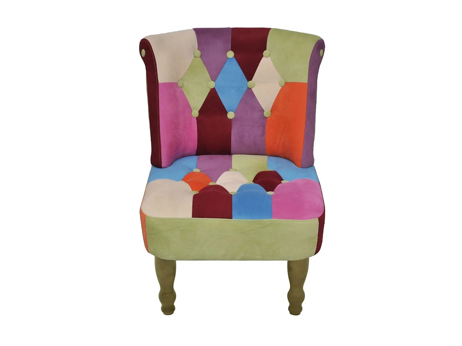 Lot de 2 Fauteuils en style français avec design patchwork tissu OIU8623