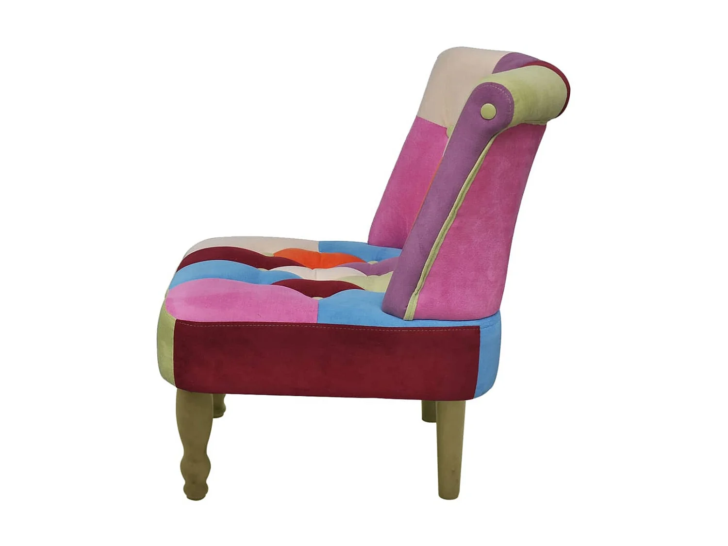 Lot de 2 Fauteuils en style français avec design patchwork tissu OIU8623