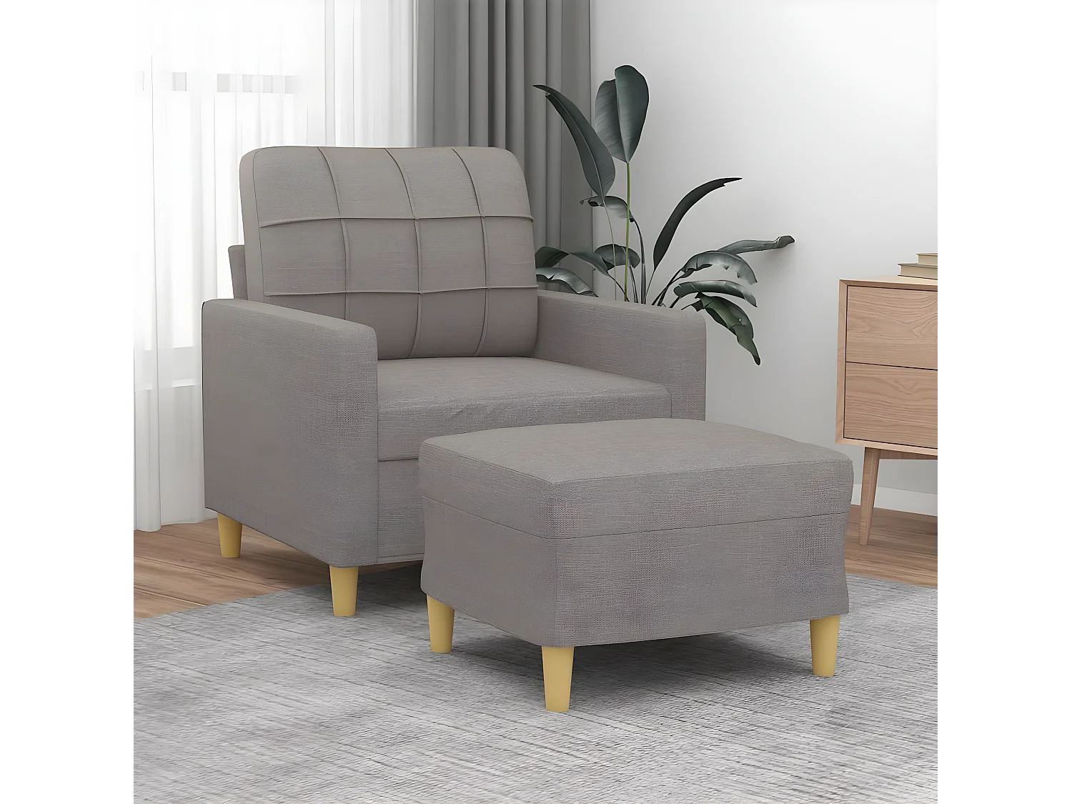 Fauteuil avec repose-pieds Taupe 60 cm Tissu OLA4731