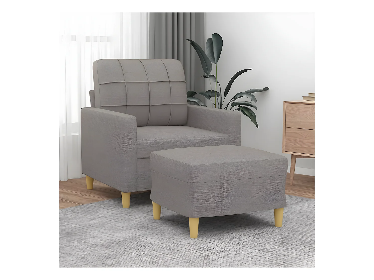 Fauteuil avec repose-pieds Taupe 60 cm Tissu OLA4731