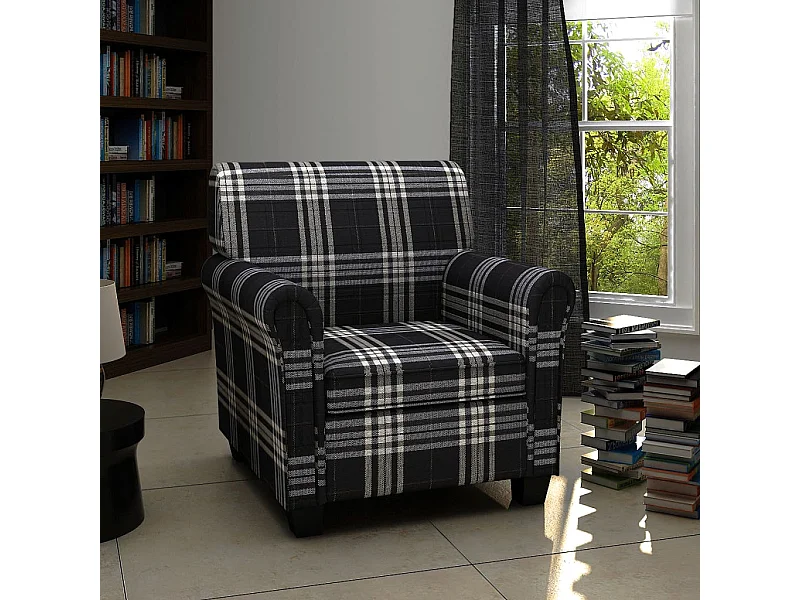 Fauteuil droit avec coussin Noir Tissu SEF98568
