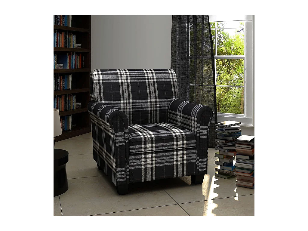 Fauteuil droit avec coussin Noir Tissu SEF98568
