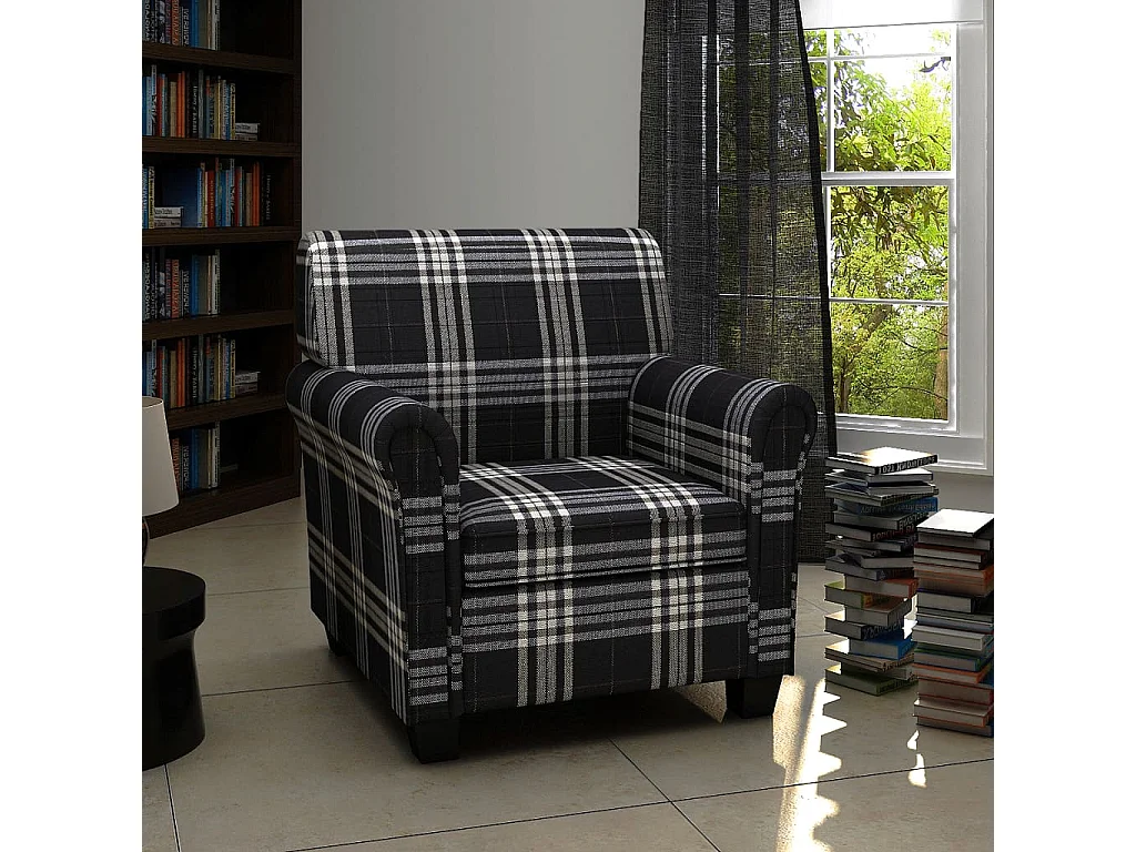 Fauteuil met kussen stof zwart NL262265