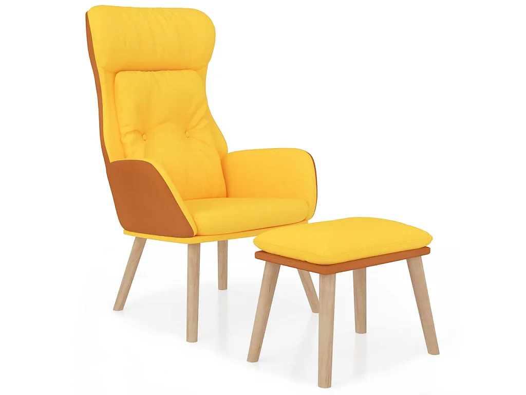 Fauteuil droit avec repose-pied Jaune moutarde OIU5074