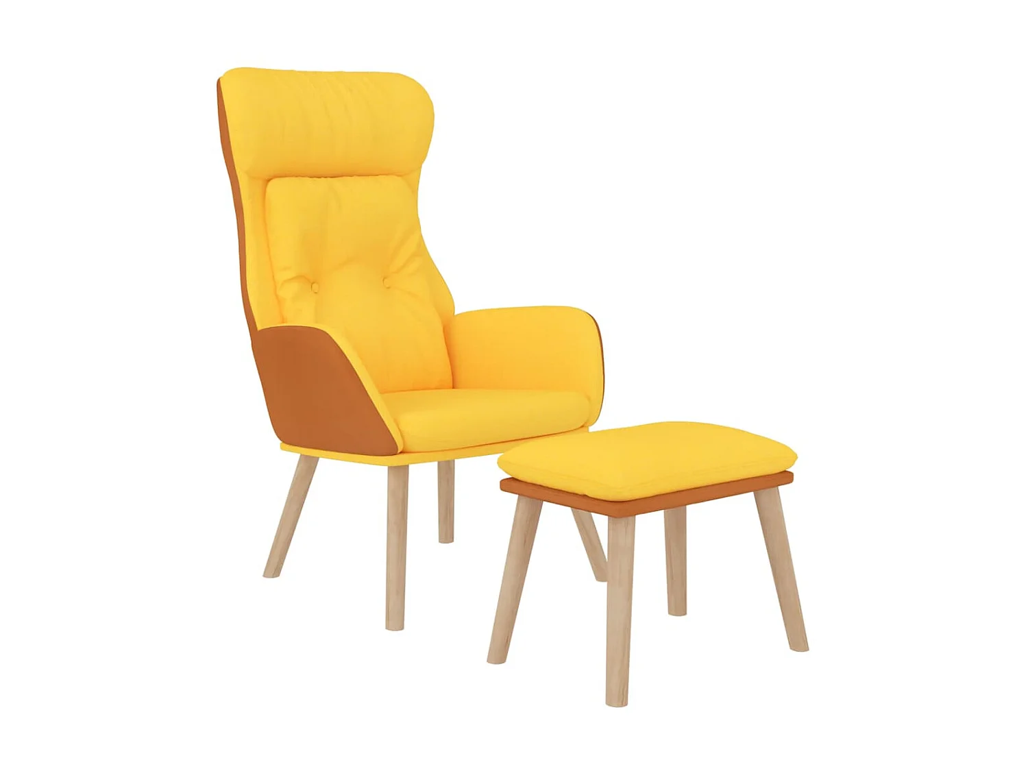 Fauteuil droit avec repose-pied Jaune moutarde OIU5074