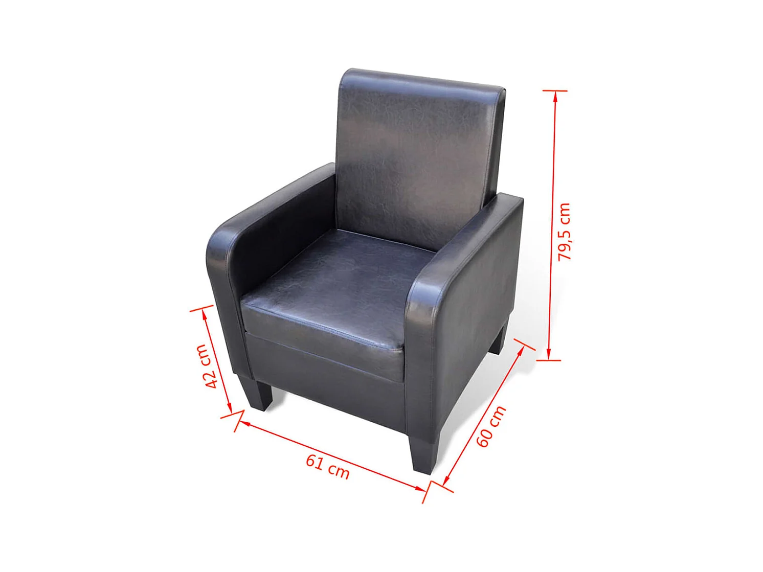 Fauteuil droit Noir Similicuir SEF81124
