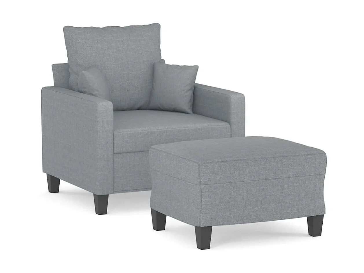 Fauteuil avec repose-pied Gris clair 60 cm Tissu FVBB78068