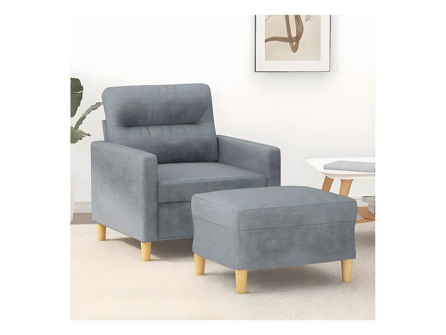 Fauteuil avec repose-pieds Gris clair 60 cm Tissu OLA7627