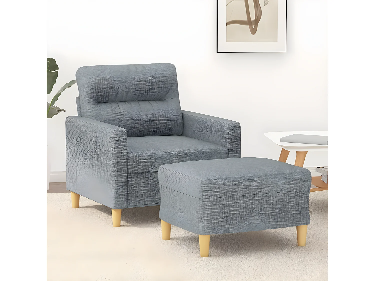Fauteuil avec repose-pieds Gris clair 60 cm Tissu OLA7627