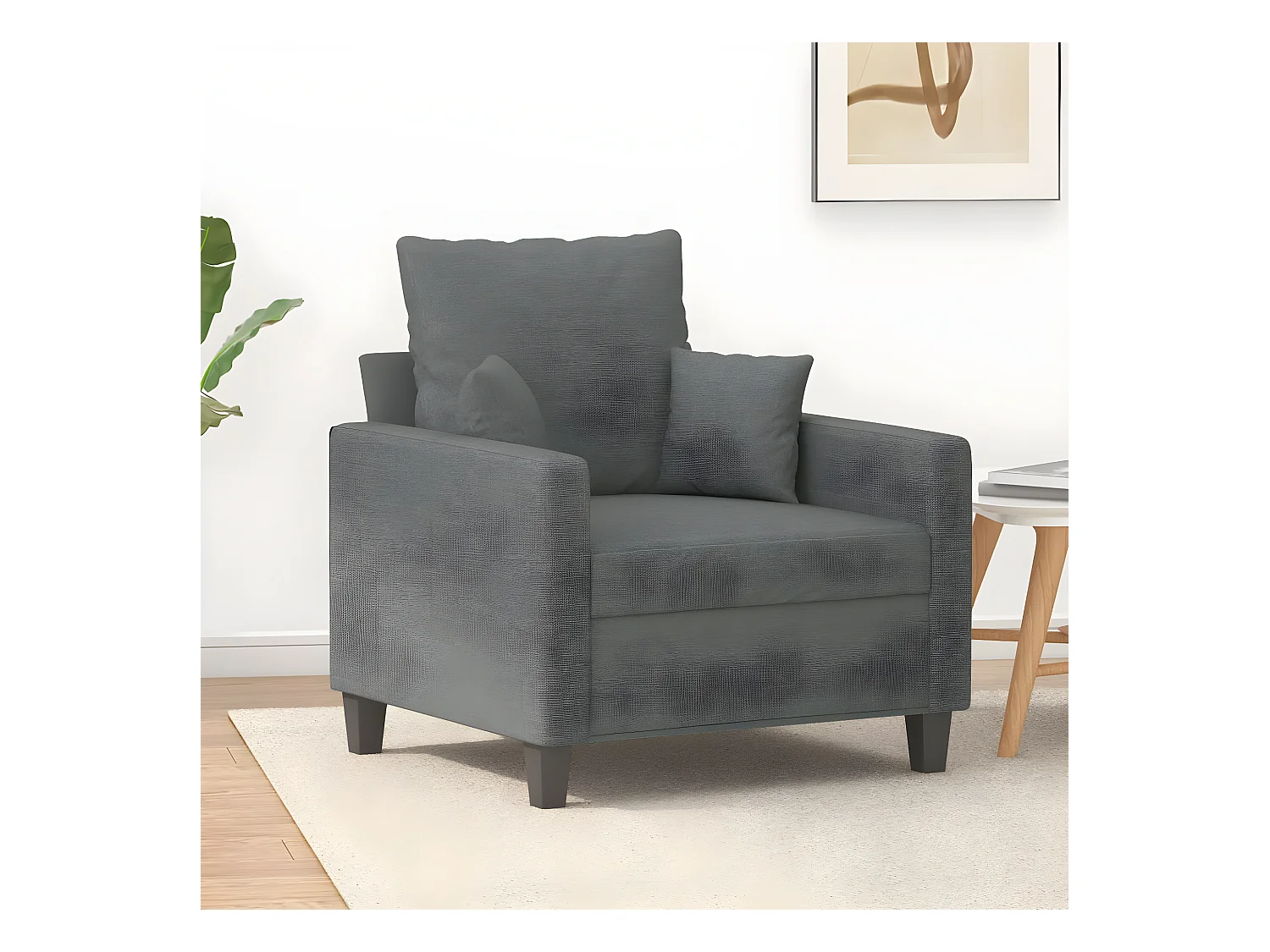 Fauteuil de salon Gris foncé 60 cm Tissu FVBB44058