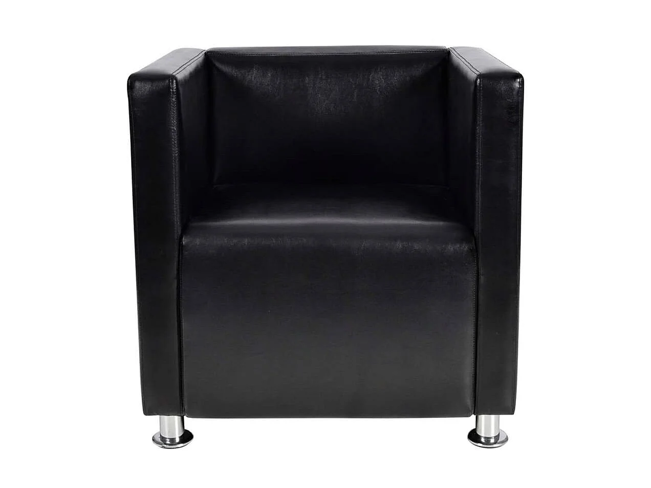 Fauteuil droit cube noir similicuir SEF12439