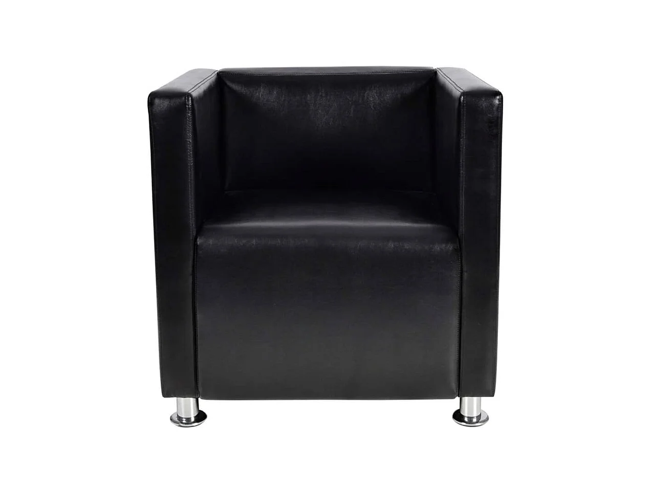 Fauteuil droit cube noir similicuir SEF12439