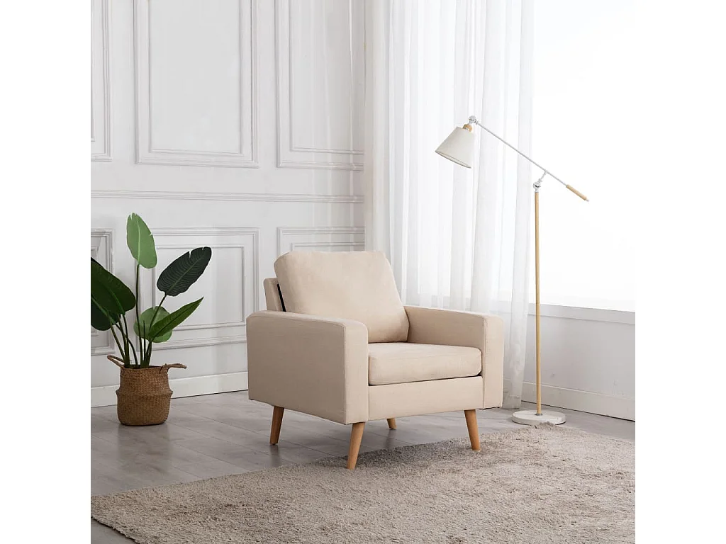 Fauteuil droit Crème Tissu SEF54289