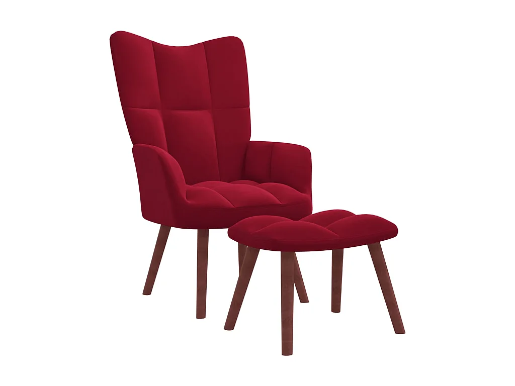 Fauteuil droit avec repose-pied Rouge bordeaux Velours OIU1201