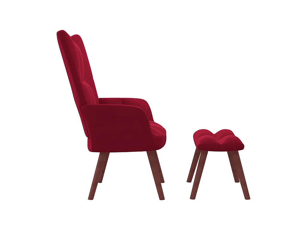 Fauteuil droit avec repose-pied Rouge bordeaux Velours OIU1201