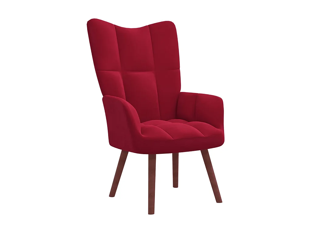 Fauteuil droit avec repose-pied Rouge bordeaux Velours OIU1201