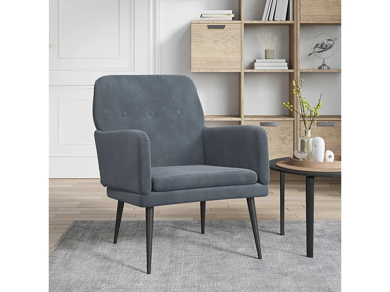 Fauteuil droit Gris foncé 62x79x79 cm Velours SEF99998