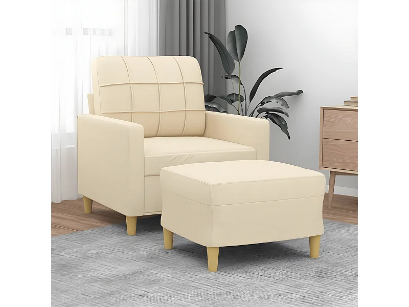 Fauteuil avec repose-pied Confortable Crème 60 cm Tissu LQD3773