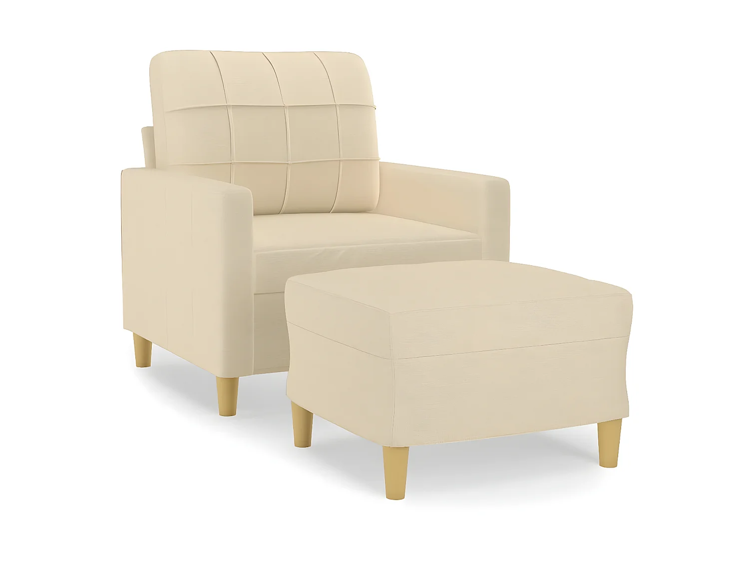 Poltrona com apoio de pés 60 cm tecido cor creme PT954410