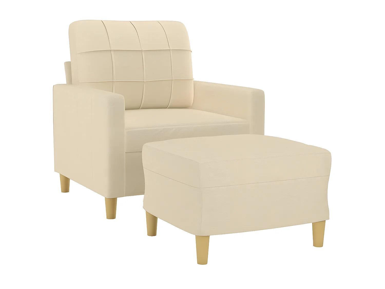 Poltrona com apoio de pés 60 cm tecido cor creme PT954410