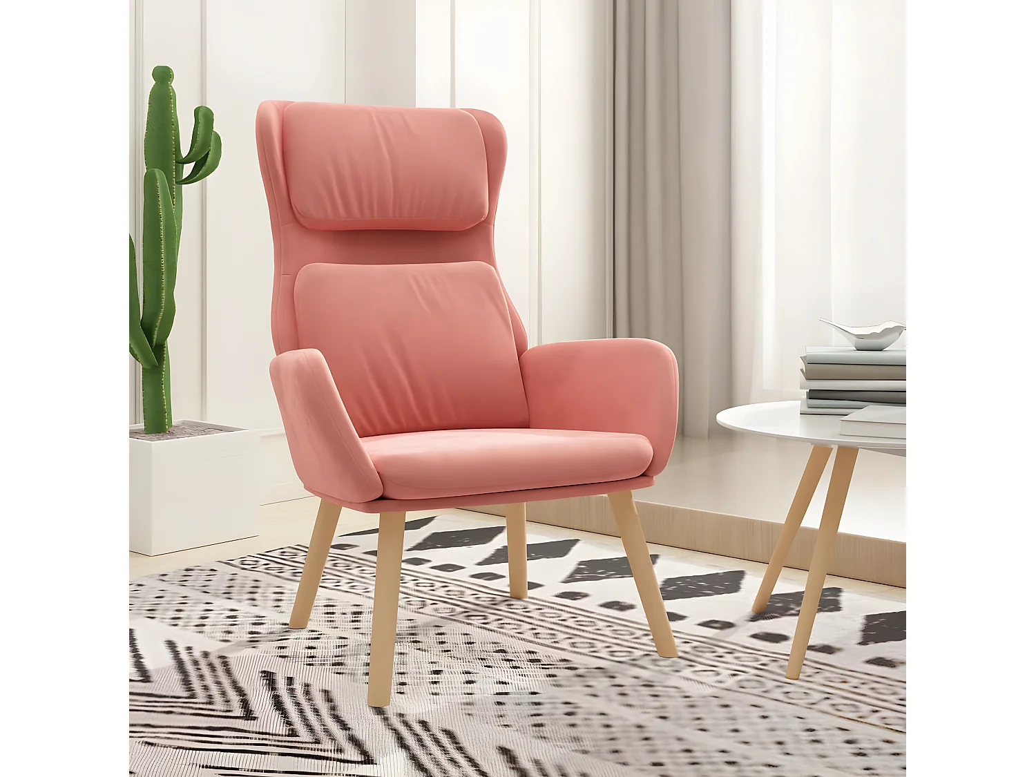 Fauteuil droit Rose Velours OIU4443