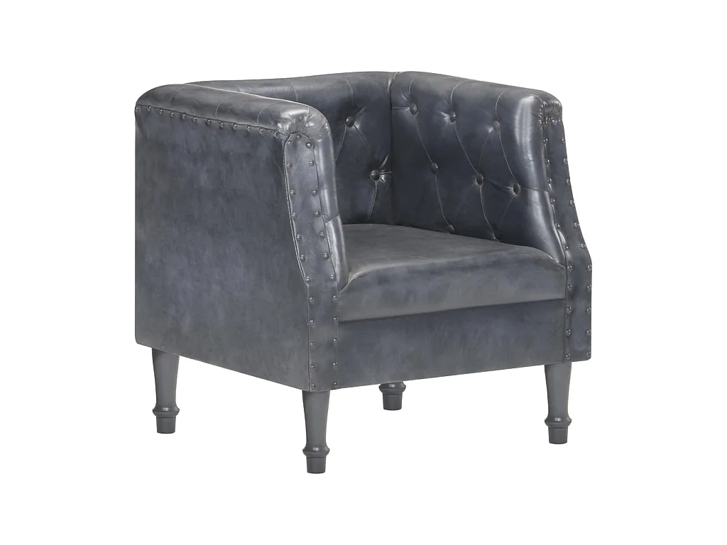 Fauteuil droit Gris Cuir véritable SEF48098