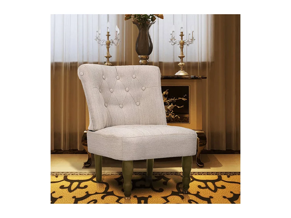 Fauteuil droit de style France Crème Tissu SEF89562