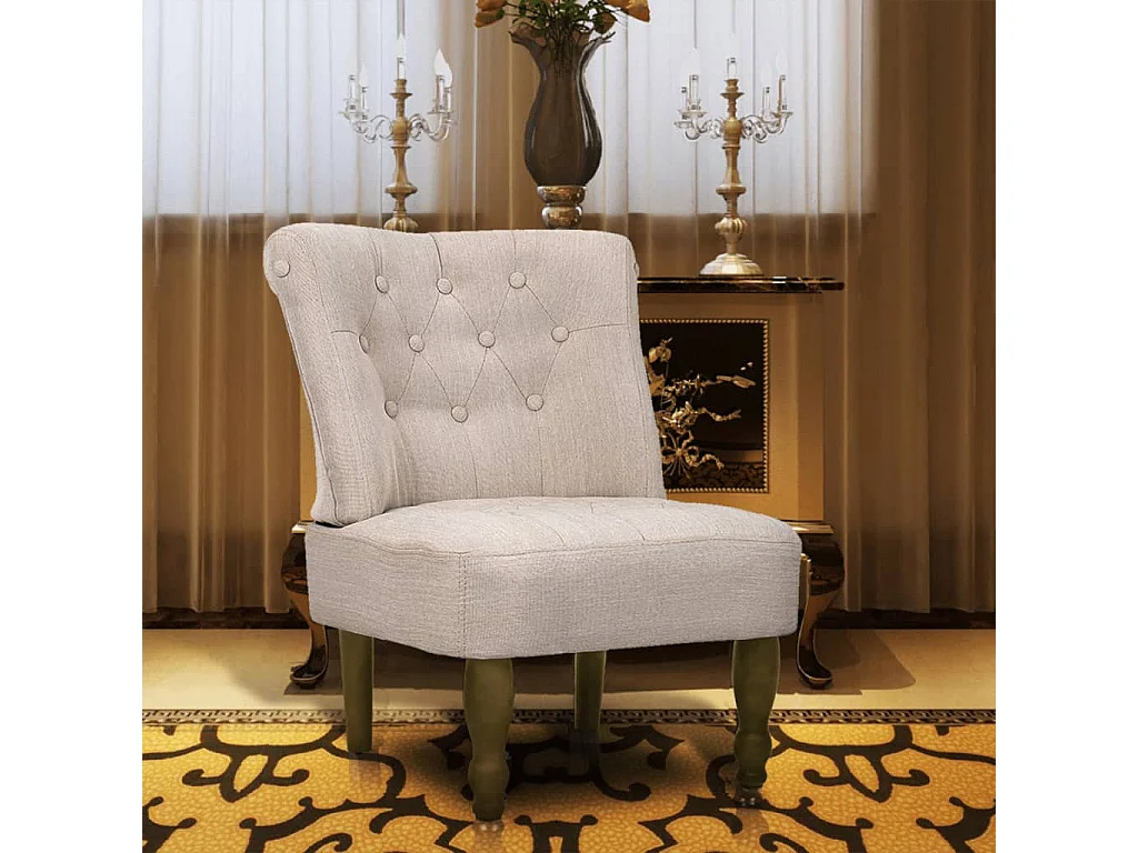Sillón francés de tela color crema ES80230
