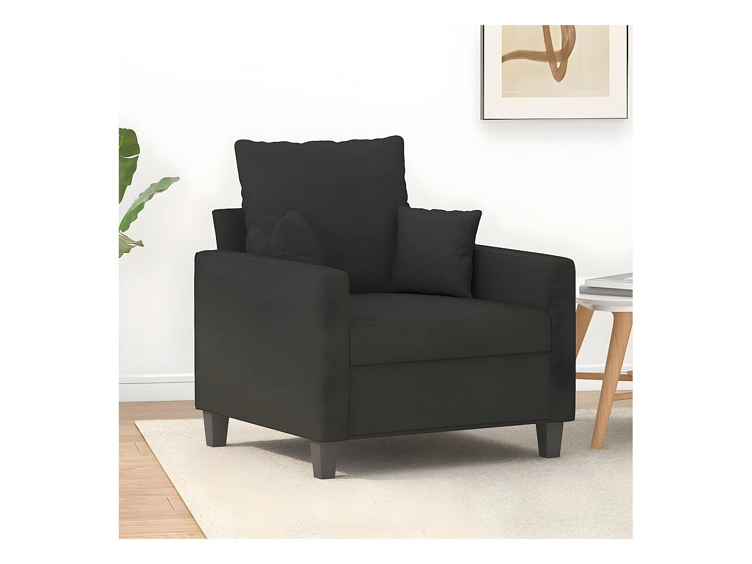 Fauteuil droit Noir 60 cm Tissu FVBB13884