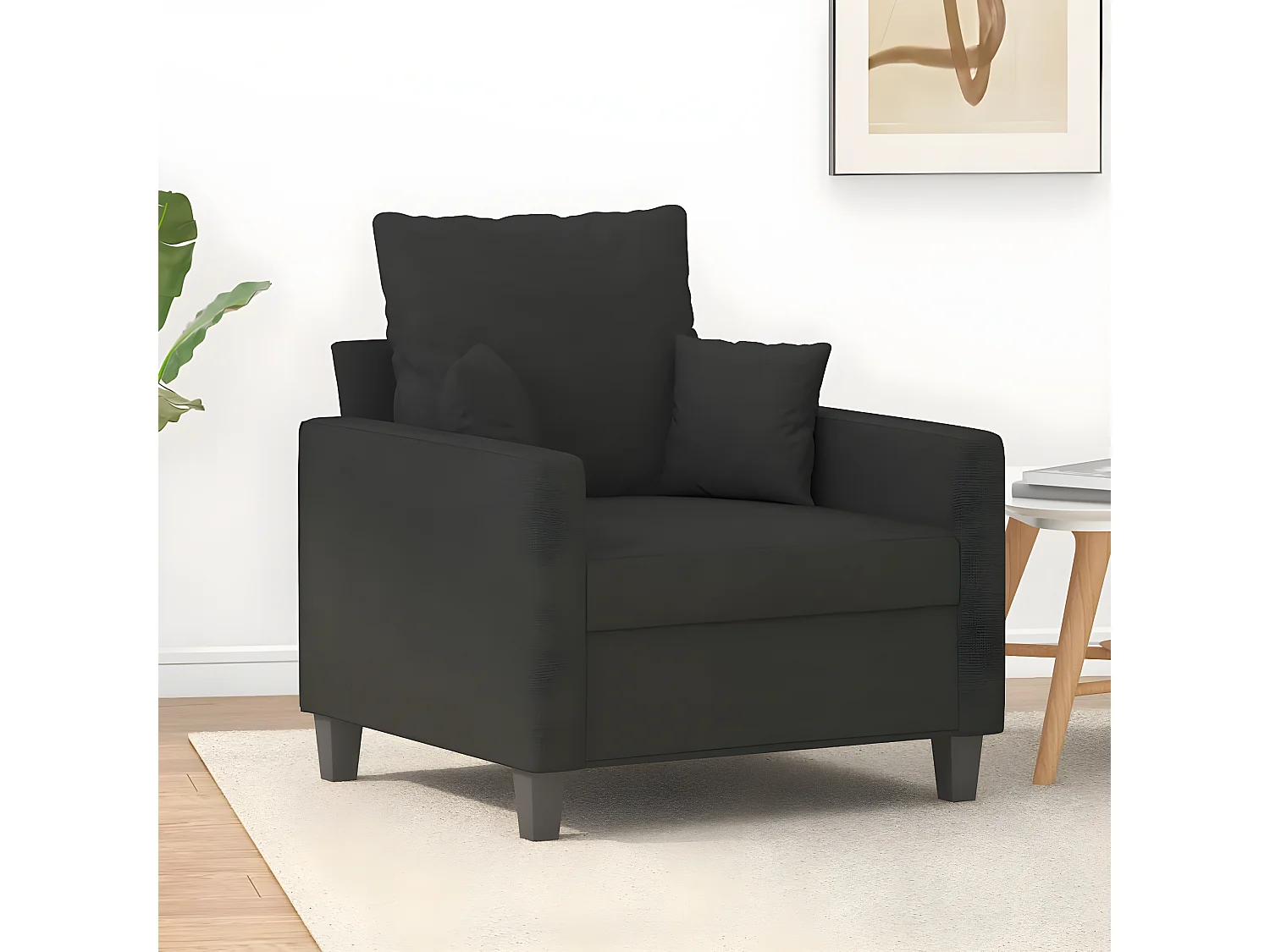 Fauteuil droit Noir 60 cm Tissu FVBB13884