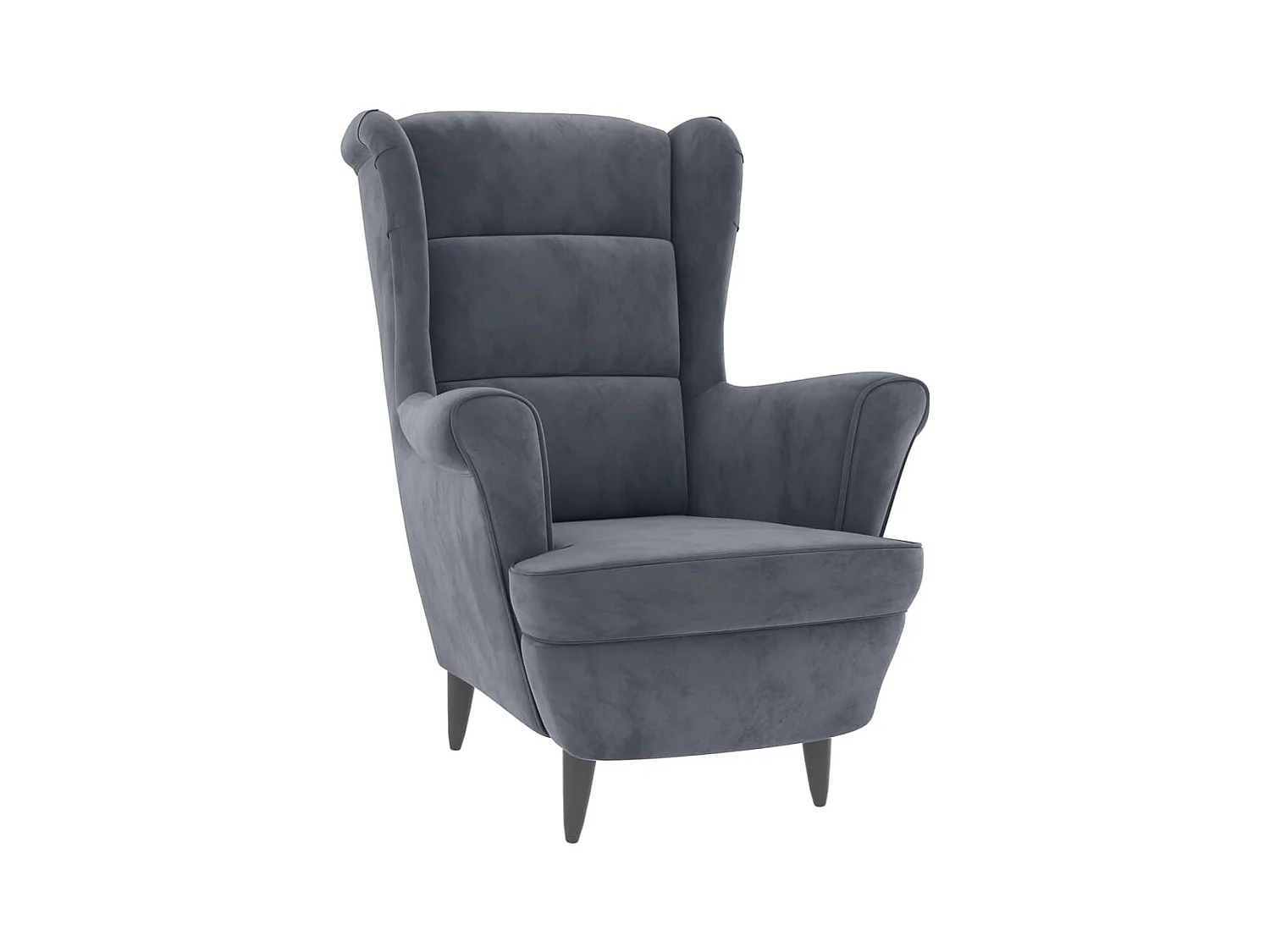 Fauteuil à oreilles avec tabouret gris foncé velours SEF83445