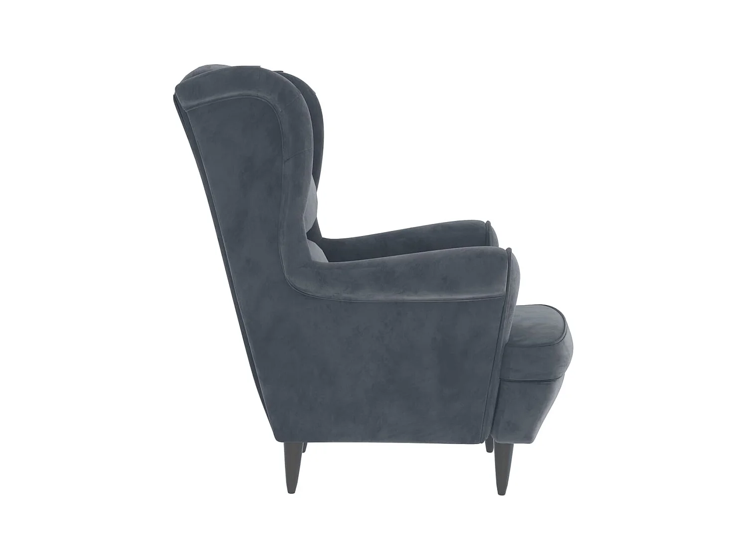 Fauteuil à oreilles avec tabouret gris foncé velours SEF83445