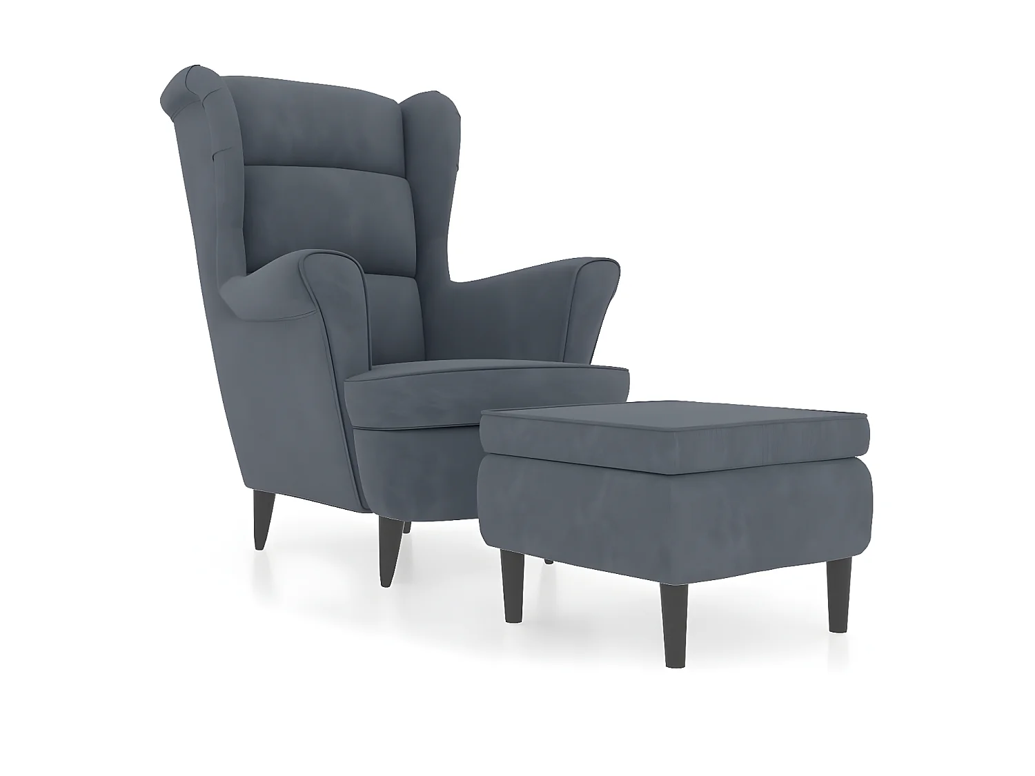 Fauteuil met voetenbank fluweel donkergrijs NL568317