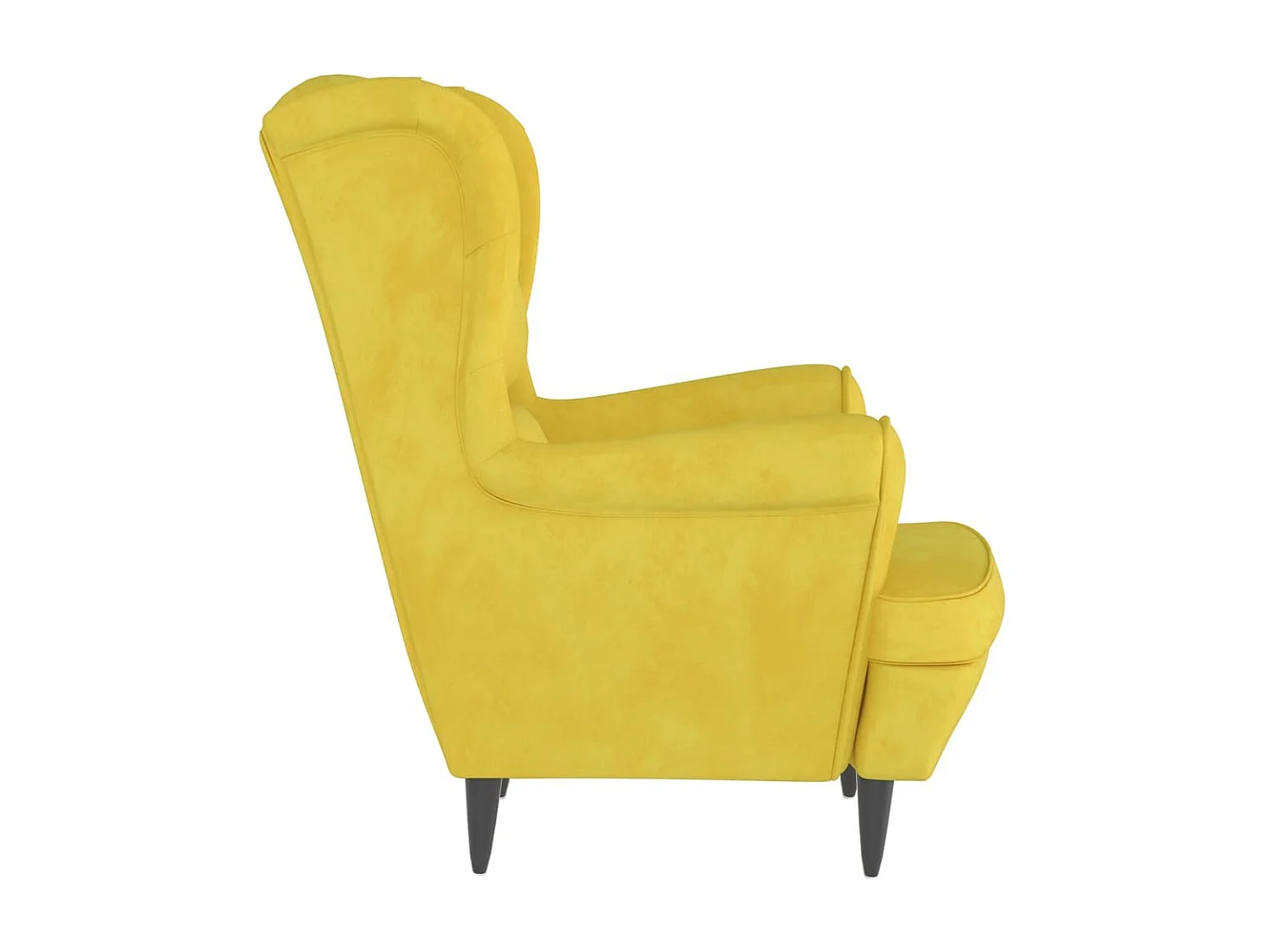 Fauteuil à oreilles avec tabouret jaune moutarde velours SEF71350