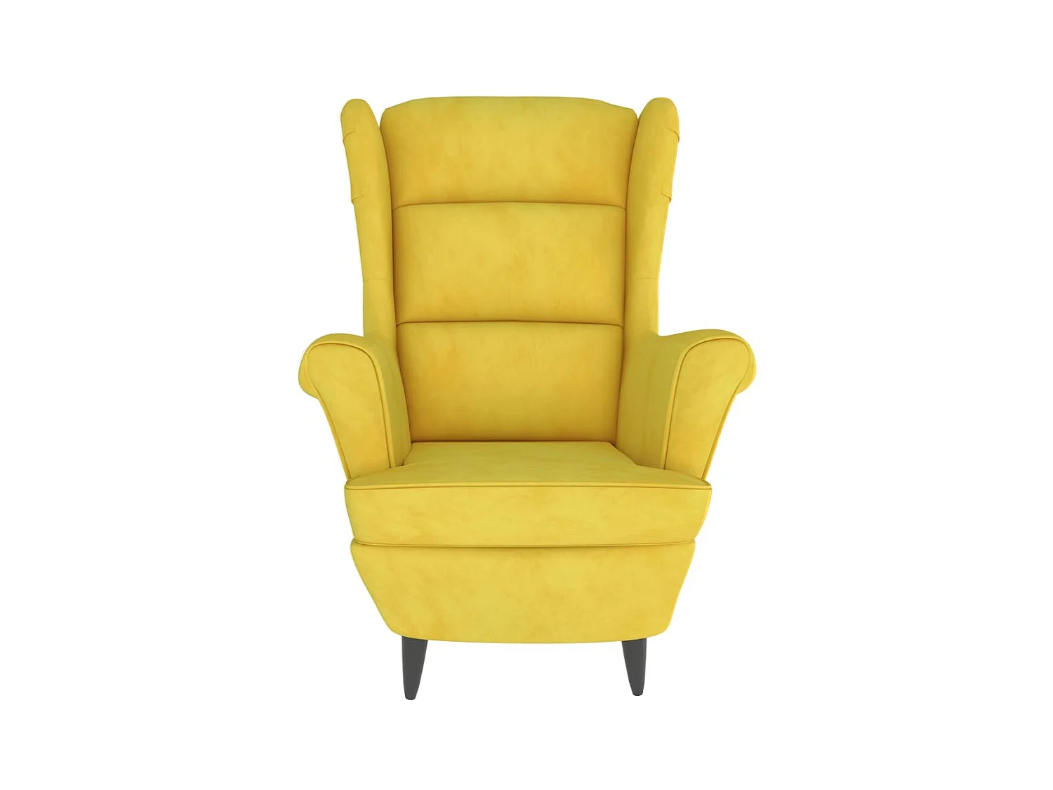 Fauteuil à oreilles avec tabouret jaune moutarde velours SEF71350