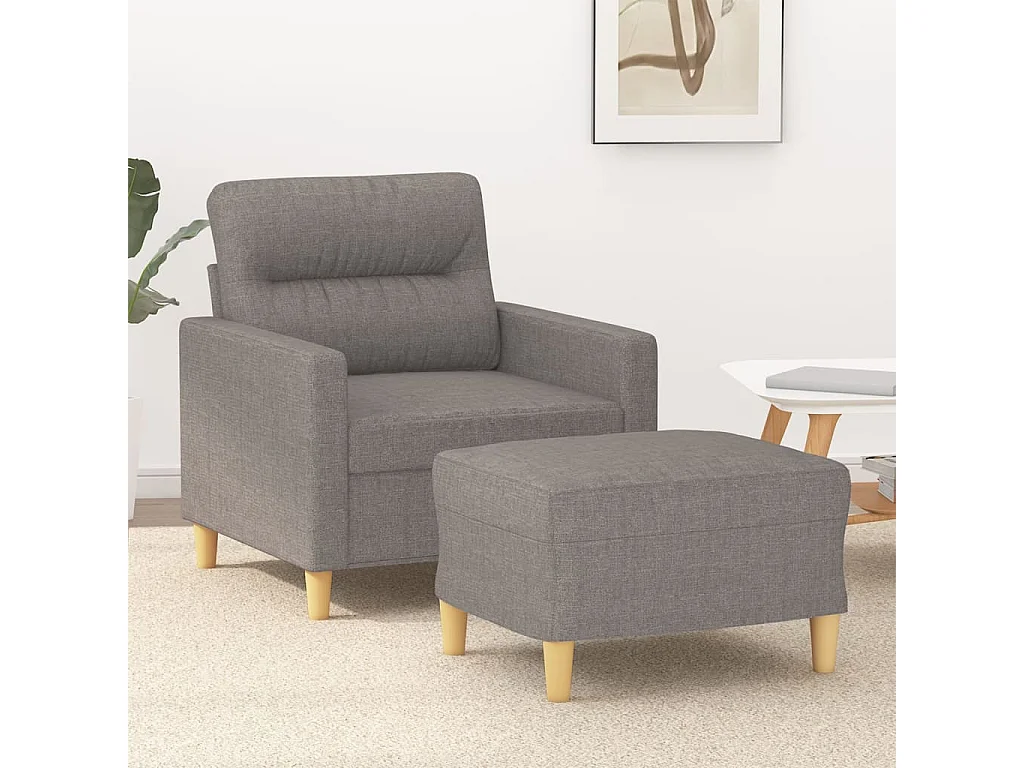 Fauteuil met voetenbank 60 cm stof taupe NL233119