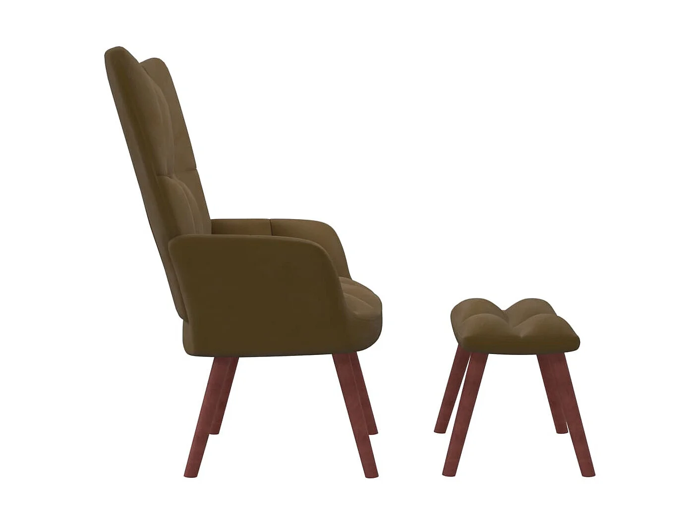 Sillón de relax con taburete terciopelo marrón ES66678