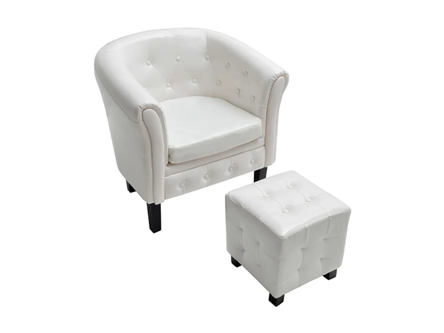 Poltrona com apoio de pés couro artificial branco PT500273