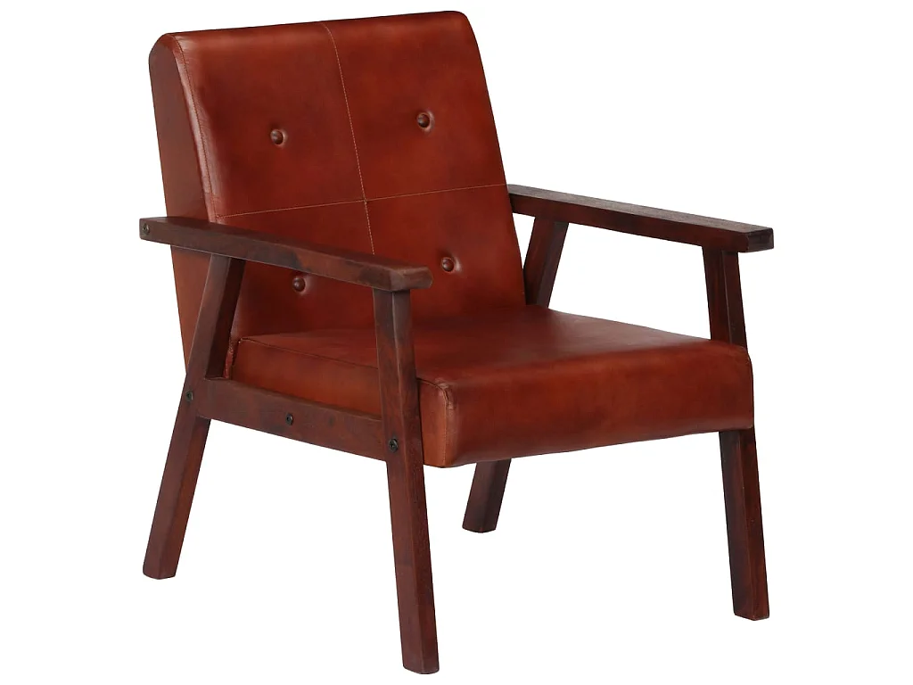 Fauteuil droit Marron Cuir véritable SEF13291